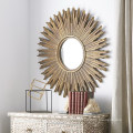 Sunburst Antique Gold Leaf PU Framed Mirror on Hot Sales